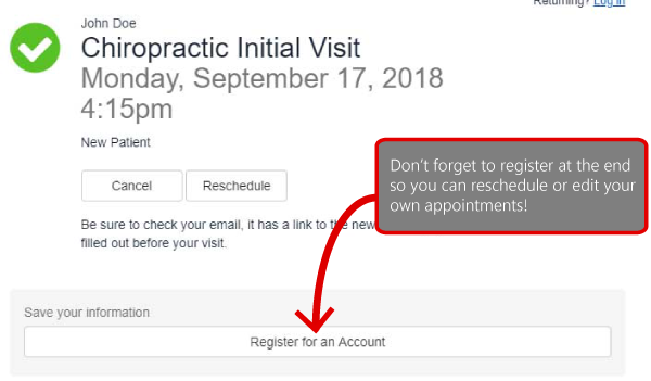 Chiropractic Initial Visit Register